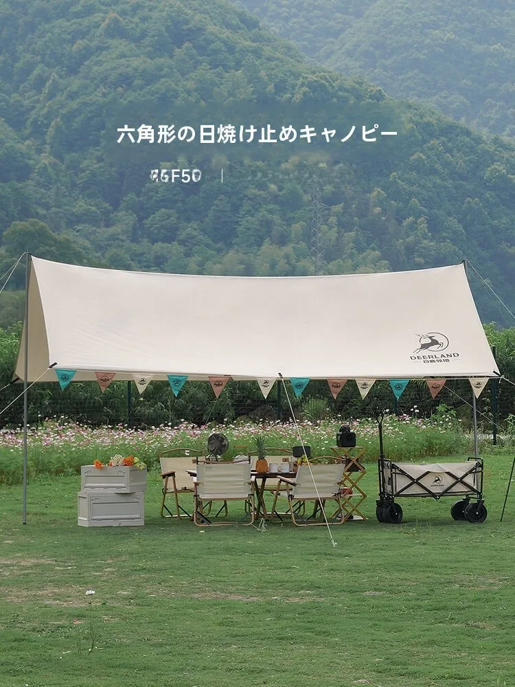 tente-de-camping-carree-pour-l'exterieur-auvent-hexagonal-a-montage-rapide-tissu-polyester-enduit-argente-indice-d'etancheite-2000mm-3000mm