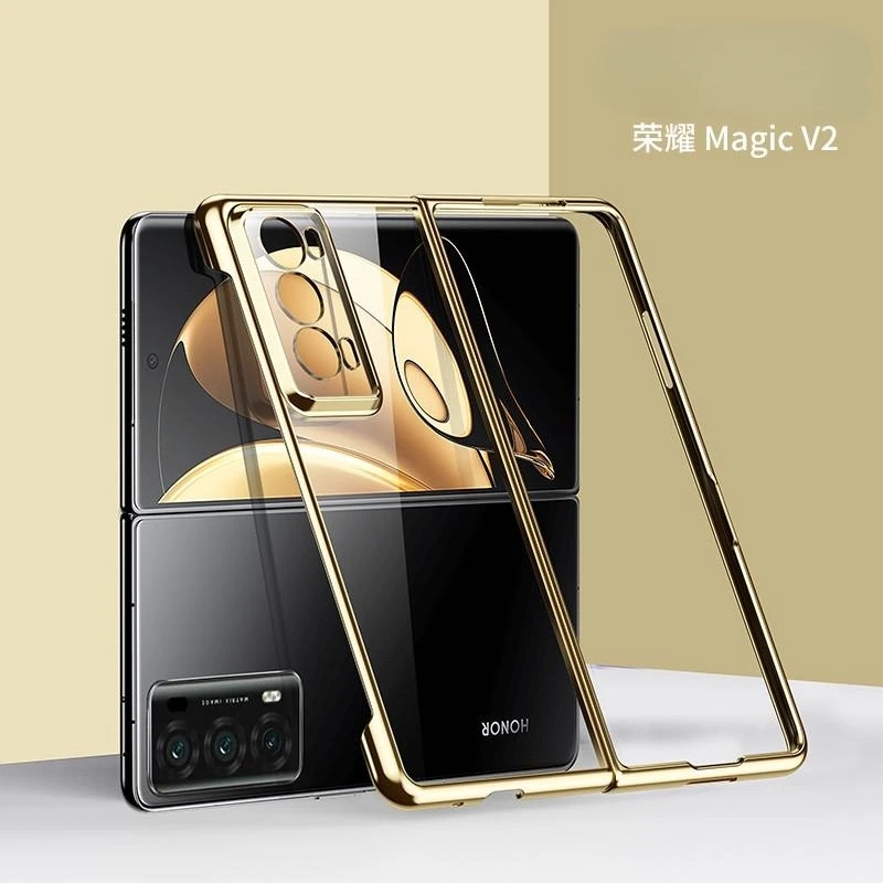 Electroplated Transparent Phone Case For Honor Magic V2 Protective Cover Shell