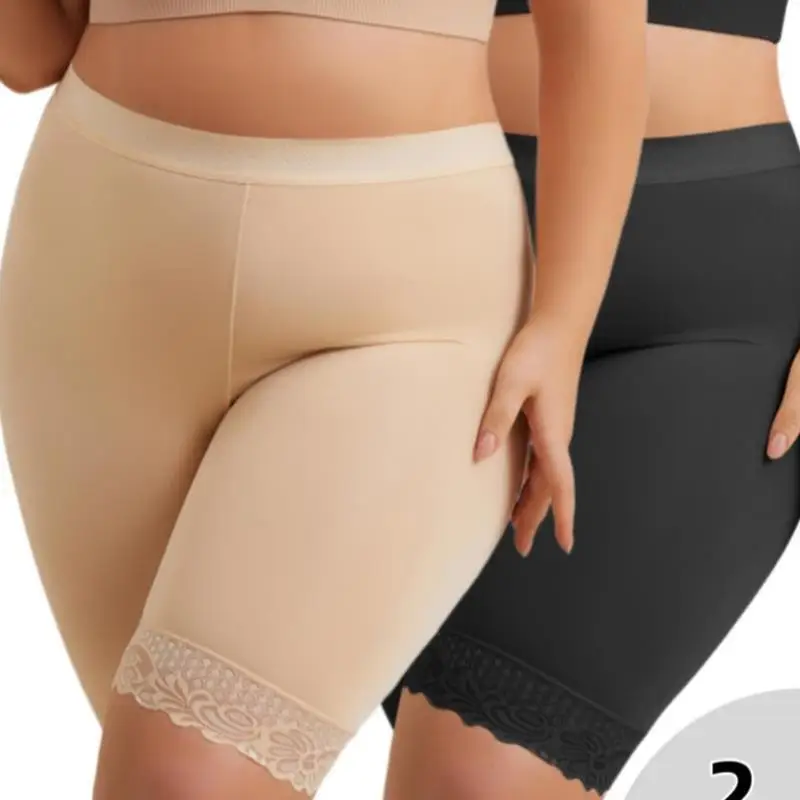 High Waist Breathable Women's Lace Trim Underwear Set of 2 Comfortable Underpants Faionable Ensemble for Middle-Aged Women