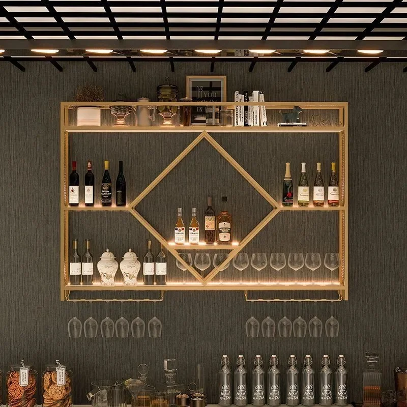 

Bar Cabinet Shelves Whiskey Showcase Open Cabinets Display Room Liquor Wall Home Luxury Vitrinas Accessories Bar Furniture