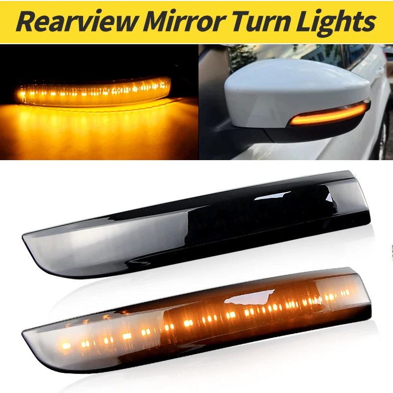 

2pcs LED Amber Dynamic Side Rearview Mirror Lights For Ford Kuga / Escape EcoSport C-Max S-Max Focus 3 MK3 Signal Indicator Lamp