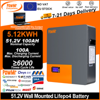 PowMr V 100AH/5.12KWH LiFePO4 Lithium Iron Phosphate Powerwall Battery Pack Parallel 16pcs + Cycle With RS232 RS485 BMS