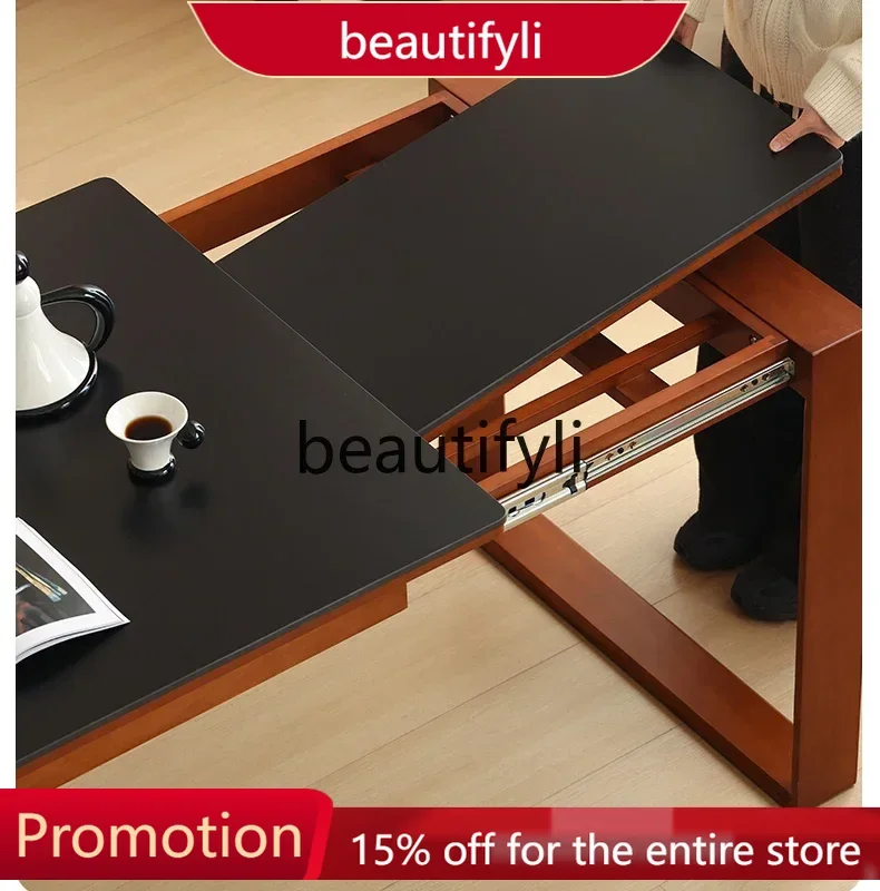 

X188 Nordic retro retractable rock slab dining table small apartment solid wood foldable dining table and chair combination
