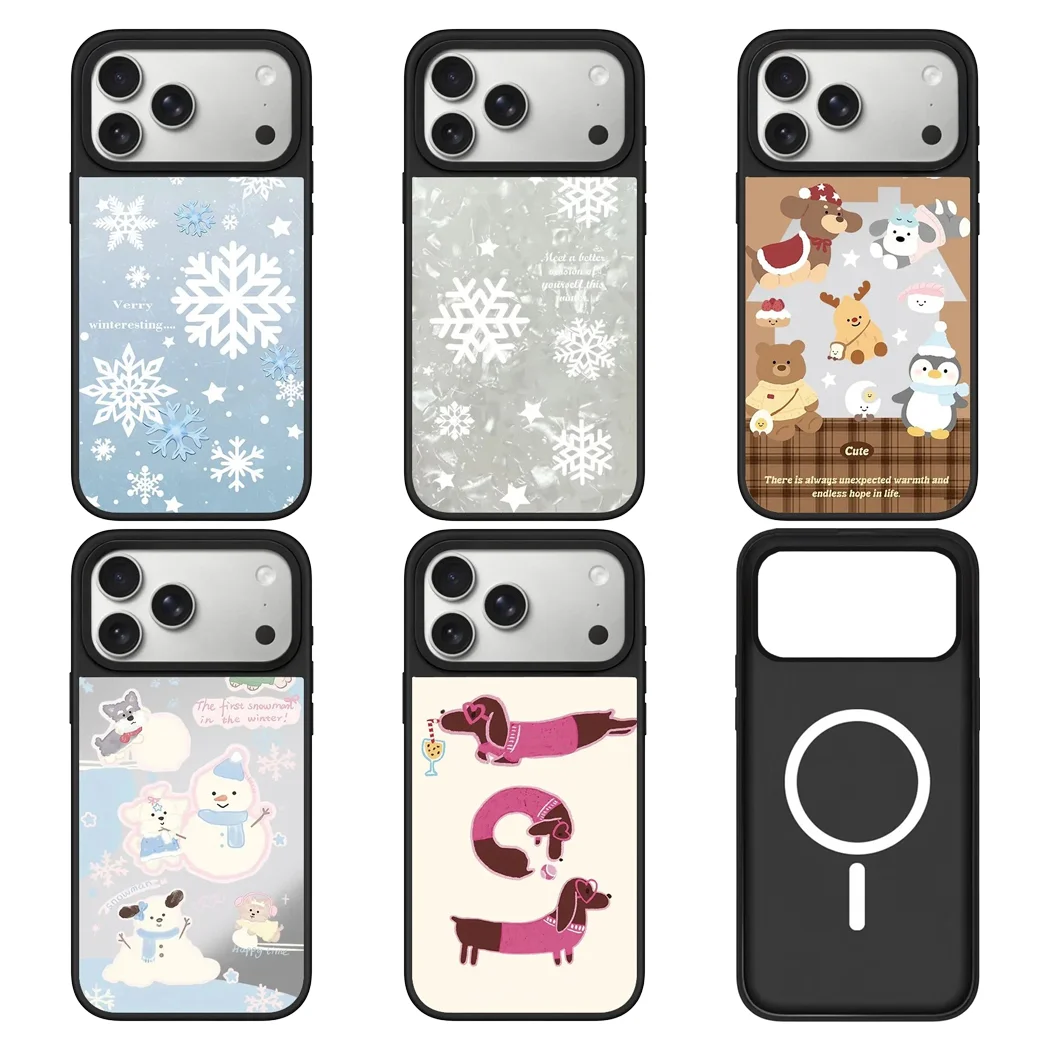 

Snowflake Puppy Mirror Surface Magnetic Phone Case Cover for IPhone 12 13 14 15 16 17 Pro Max Case for IPhone 17 Air