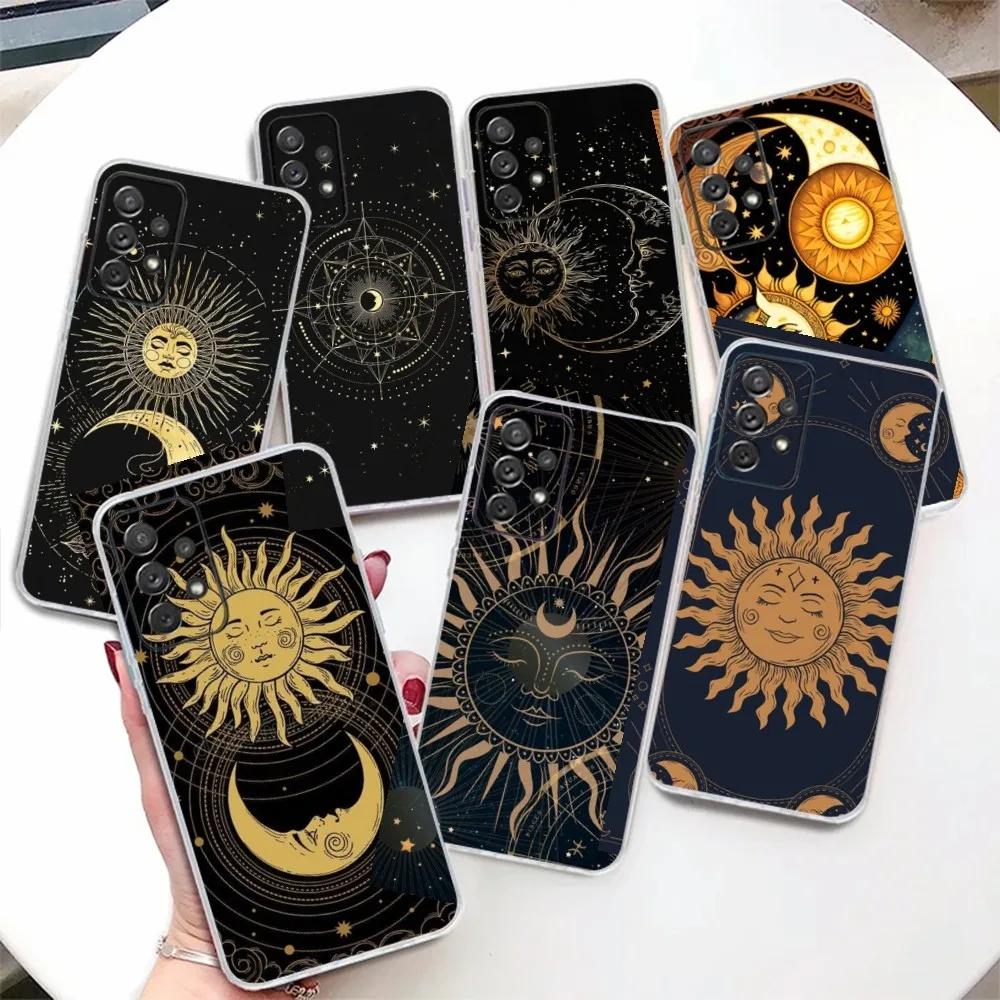 Suns Moons Astrological Phone Case For Samsung Galaxy,A31,A33,A52,A13,A02,A53,A50,A73,A72,A40,A20,A23,A54,A14,A34 Back Cover