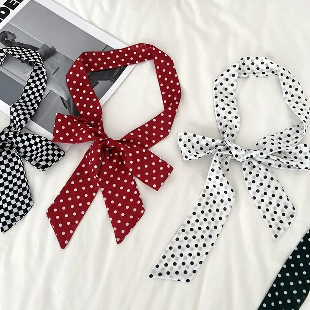 

Spring Summer Print Flower Small Scarf Wave Point Multi-functional Head Scarf Long Soft Headbands for Women