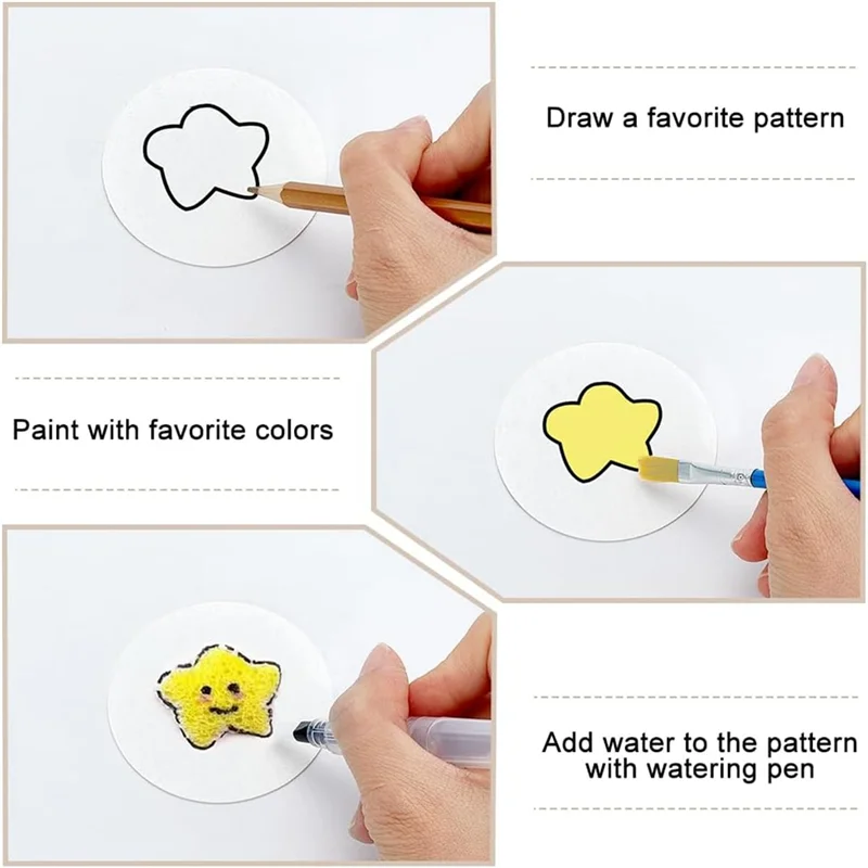 30 ชิ้นโฟมเนื้อกระดาษ 3D วาด Magic ผ้าใบฟองน้ําแปรงน้ําสําหรับ Acrylics ภาพวาด DIY 3D วาด