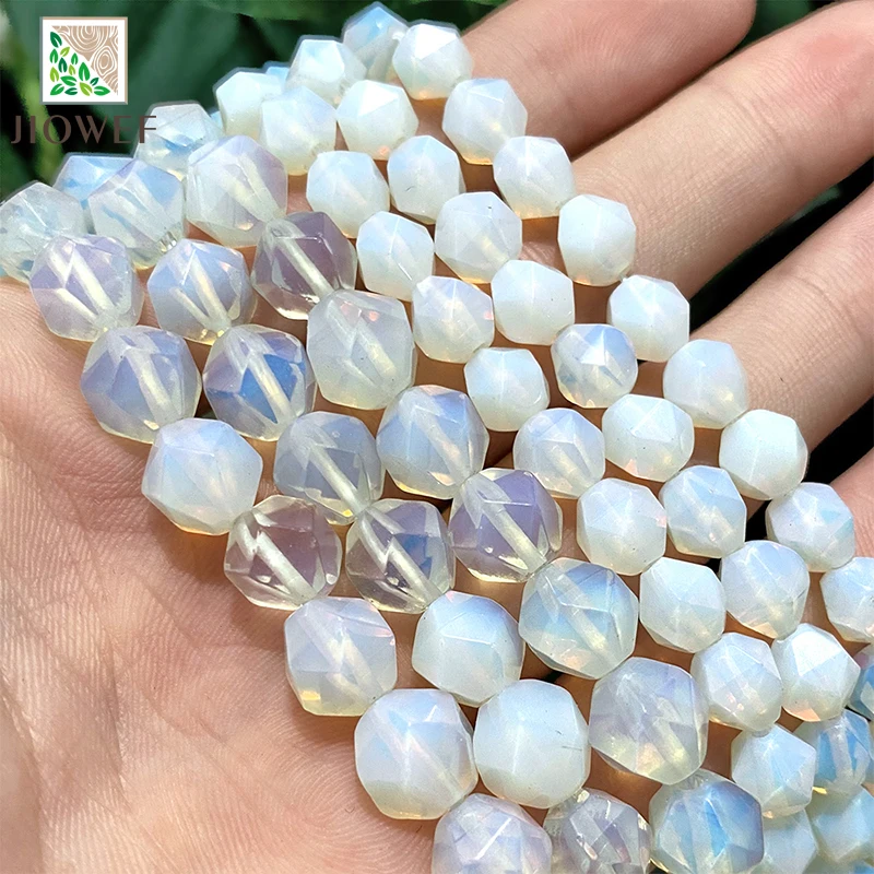 Smooth Faceted Natural White Opalite Quartz Spacer Loose Beads for Jewelry Making DIY Bracelet Necklace 14