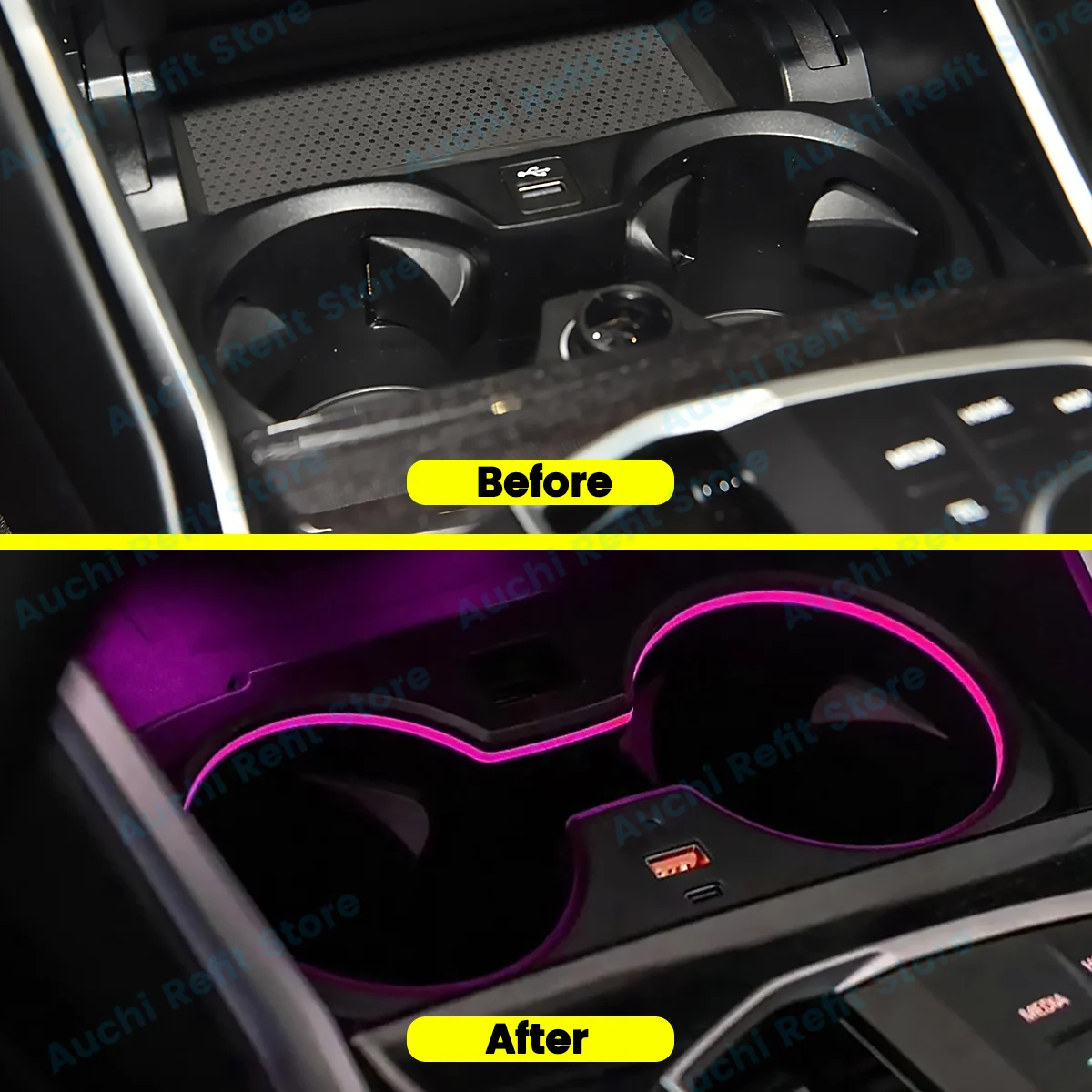 New LED Cup Holder Frame For BMW 3 series/4 series i3 i4 Ambient Light Car Interior Mouldings Water Cup Drink Bottle Holder