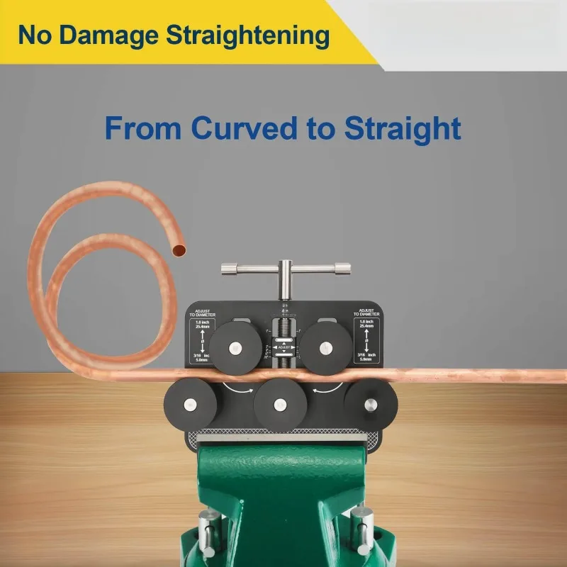 Tube Straightener Brake Line Straightening Tool Fits 3/16 Inch to 1.0 Inch Diameter Pipe Repair Straightening Equipment