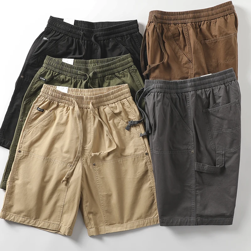 

American Retro Pure Cotton Breathable Workwear orts Men High Quali Mountain Series Summer Loose Straight Casual Five-Poin...