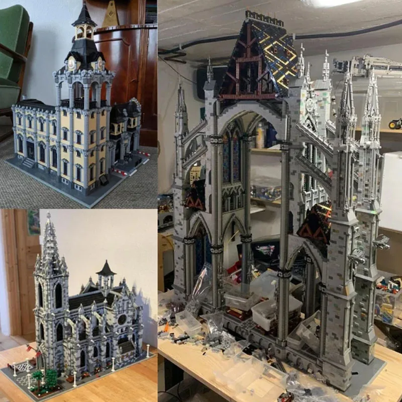 

Customize 1.34m High Gothic Cathedral Cross Section Minifigure Scale 1:42,Modular Cathedral,Modular Train Station Bricks Toys