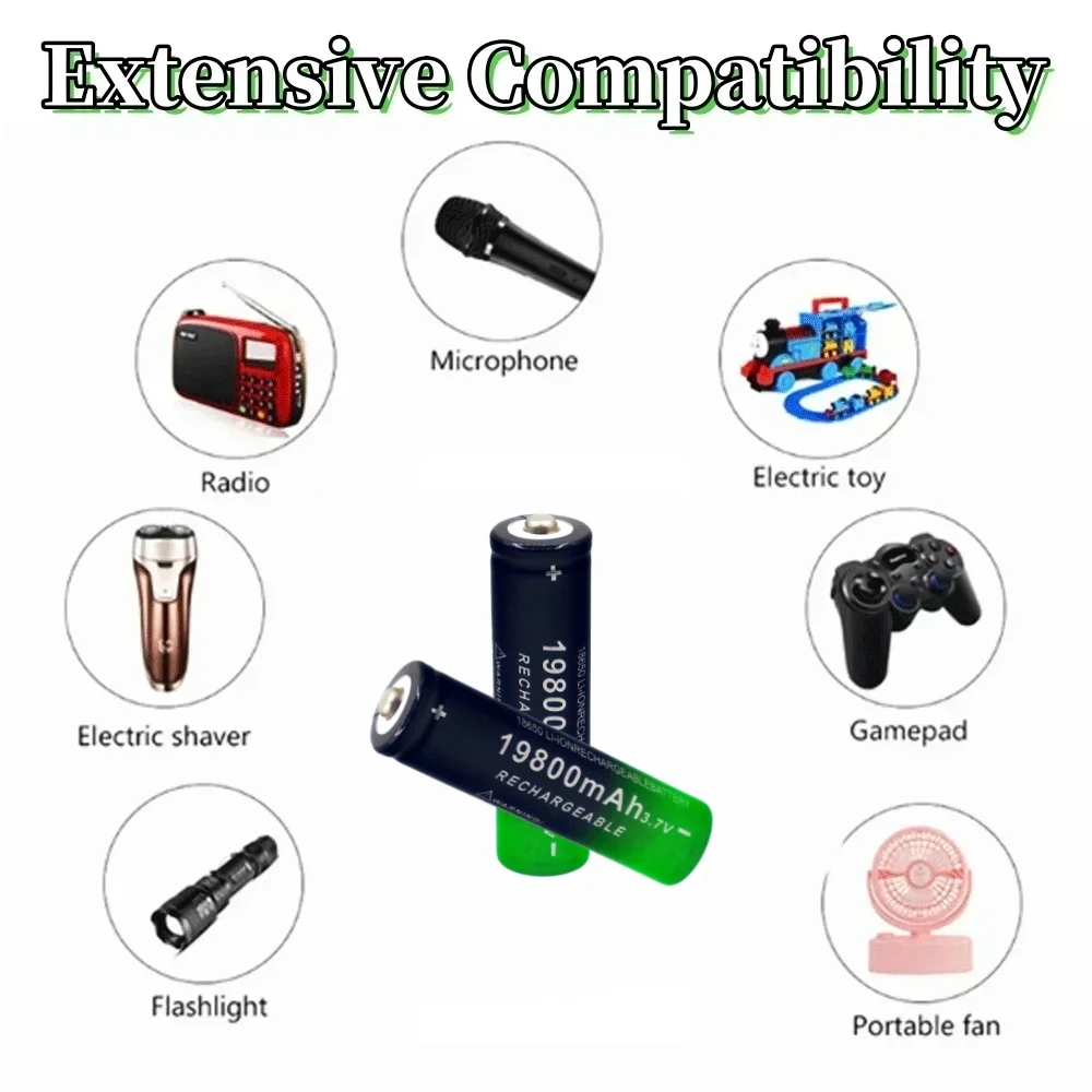 18650 Li-Ion Battery 19800mah Rechargeable Battery 3.7V for LED Flashlight Flashlight or Various Electronic Devices Battery