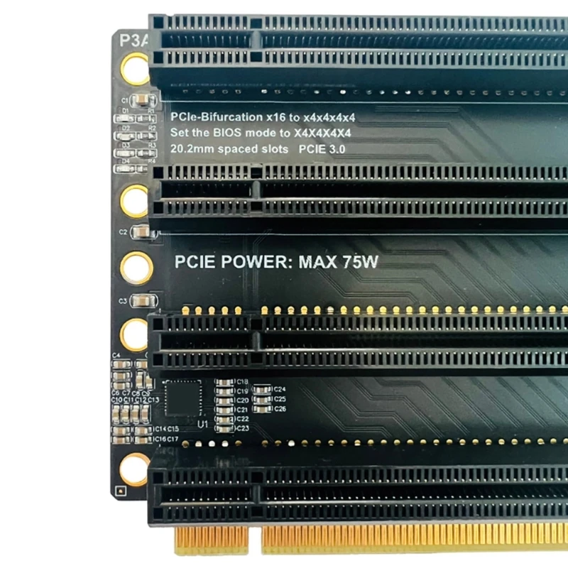 PCIe-Bifurcação x16 para X4X4X4X4 Fonte alimentação Gen3 Placa divisora ​​de cartão dividido