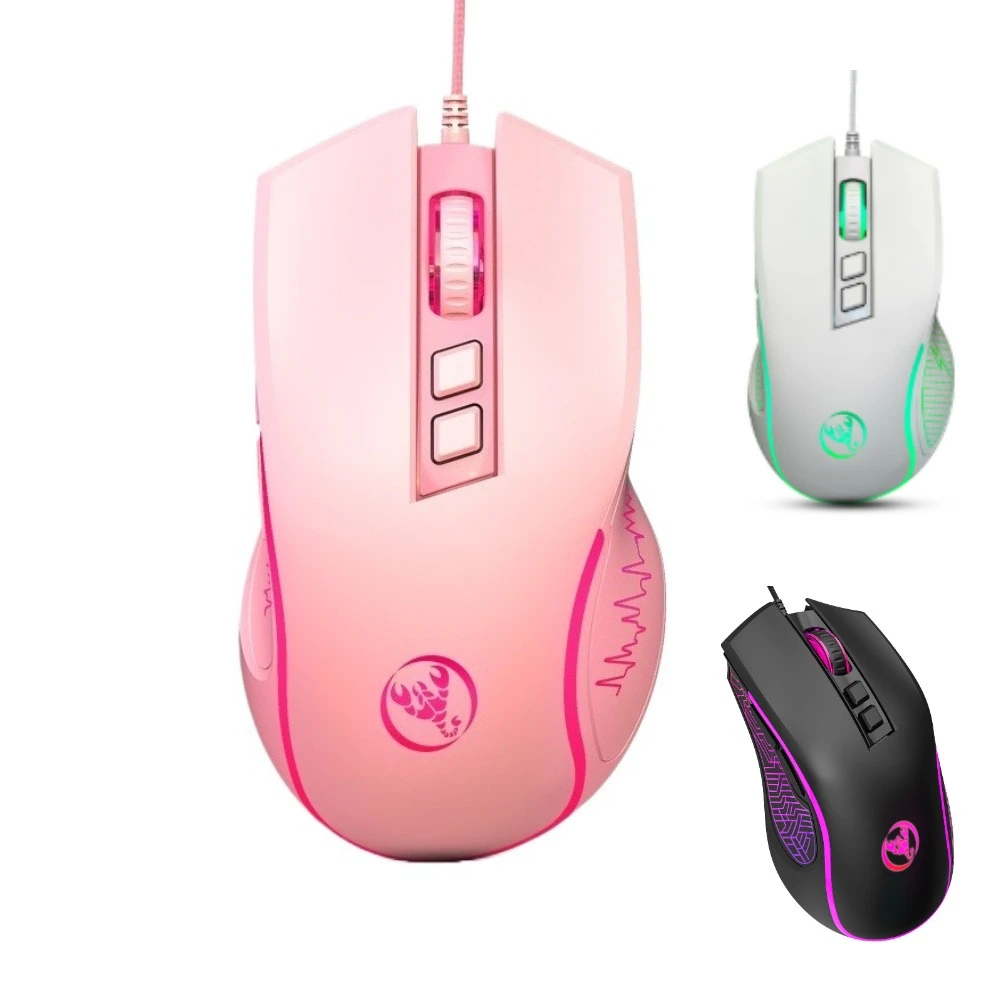 Wired Ergonomic mouse gaming myszka wired mouse dpi four levels adjustable to 3200dpi maus PC mouses branco White black pink