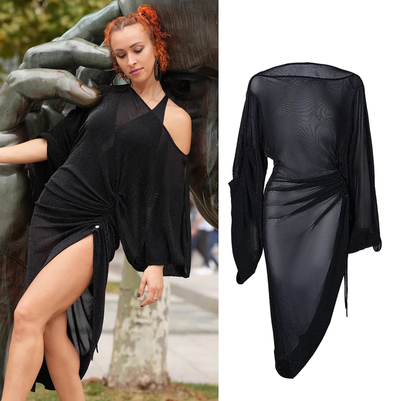 2025 여성용 라틴 댄스 드레스 긴 소매 후드 드레스 삼바 차차 탱고 성인 여성 라틴 공연 무대 드레스 DQS20958