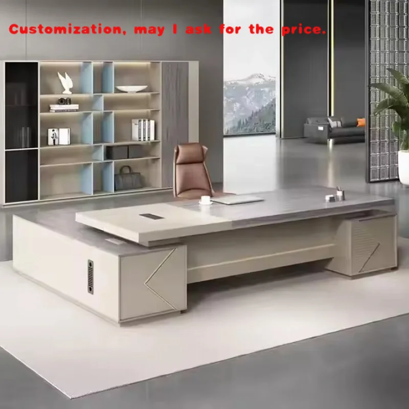 

Изготовленный на заказ. Офисный стол и набор стульев для офисного использования. Простой современный большой стол для менеджера или президента. Элегантная мебель.