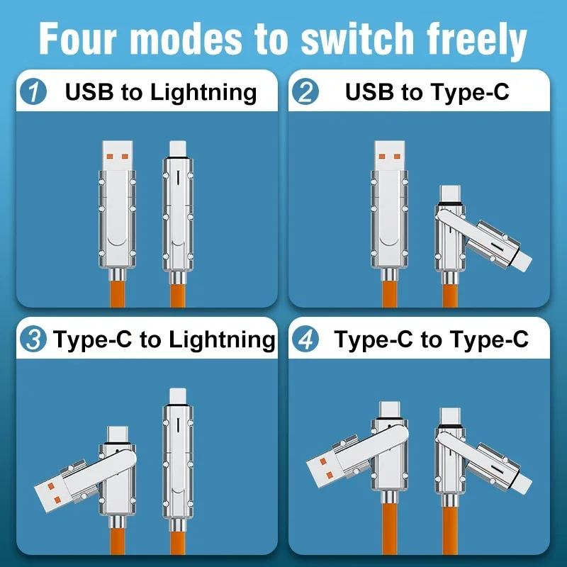 120W 2 in 2 Multi-function Mobile Phone Data Cable PD Fast Charging Cable Charger for Samsung Huawei Xiaomi iPhone