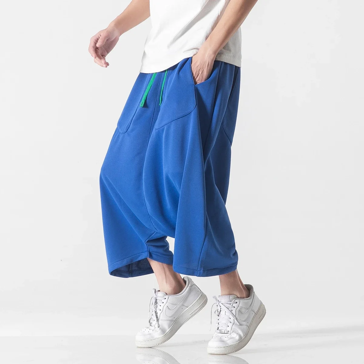 New Men Sweatpants Streetwear Summer Vintage Loose Casual Pants Wide Leg Pants Men Elastic Waist Baggy Harajuku Hip Hop Trousers