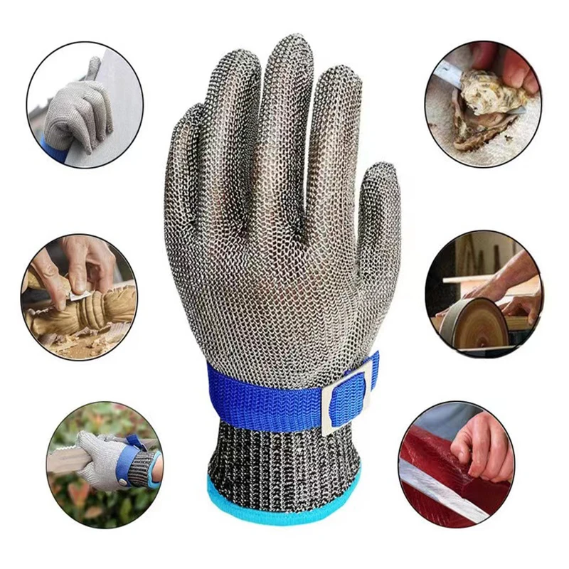 100%Stainless Steel Cut Resistant Gloves Anti Cut Gloves Security Protection Proof Resistant Wire Metal Cut Meat Kitchen Glove