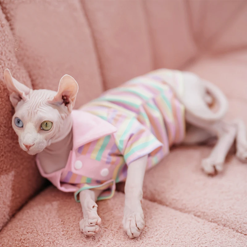 Summer Cotton Pet Cat Clothes for Cats Gotas Mascotas Clothing Sweet Stripe Puppy Sphynx Cat Katten Vest Shirt ubranie dla kota