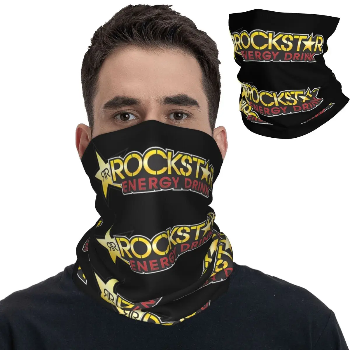 Rockstar Energy Drink Bandana Neck Cover Printed Wrap Scarf Multi-use Face Mask Riding Unisex Adult Breathable