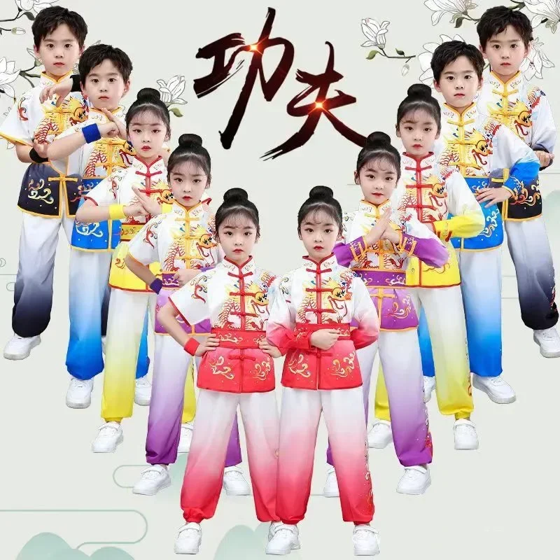

Набор для боевых искусств для мальчиков, детский костюм для девочек, мужская униформа кунг-фу, китайские женские костюмы для тай-чи, детские комплекты ушу, одежда для малышей