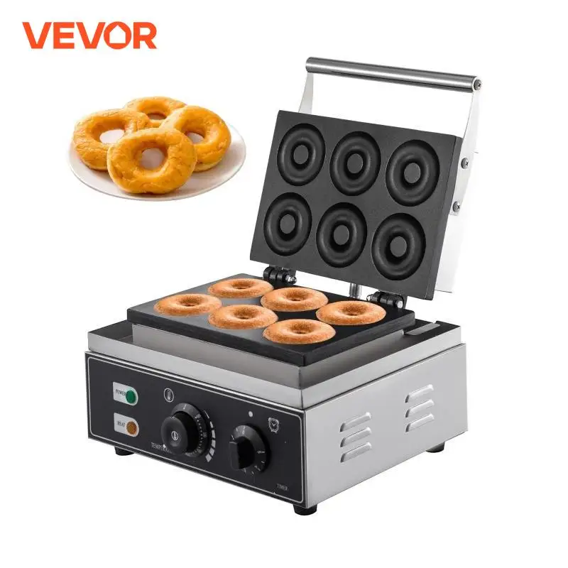 VEVOR Machine à Donuts 6 Trous en Acier Inoxydable Mini Appareil à Donuts Antiadhésif pour Beignets