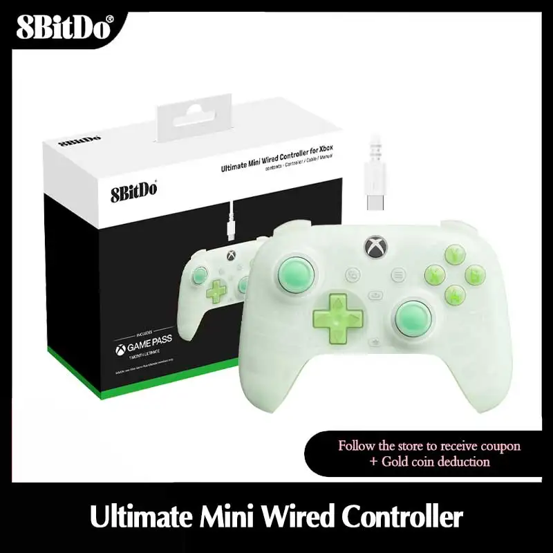 

8BitDo Ultimate Mini Wired Controller with Game Pass Joystick for Xbox Series S/X, Xbox One, Windows 10/11 Gamepad Accessories