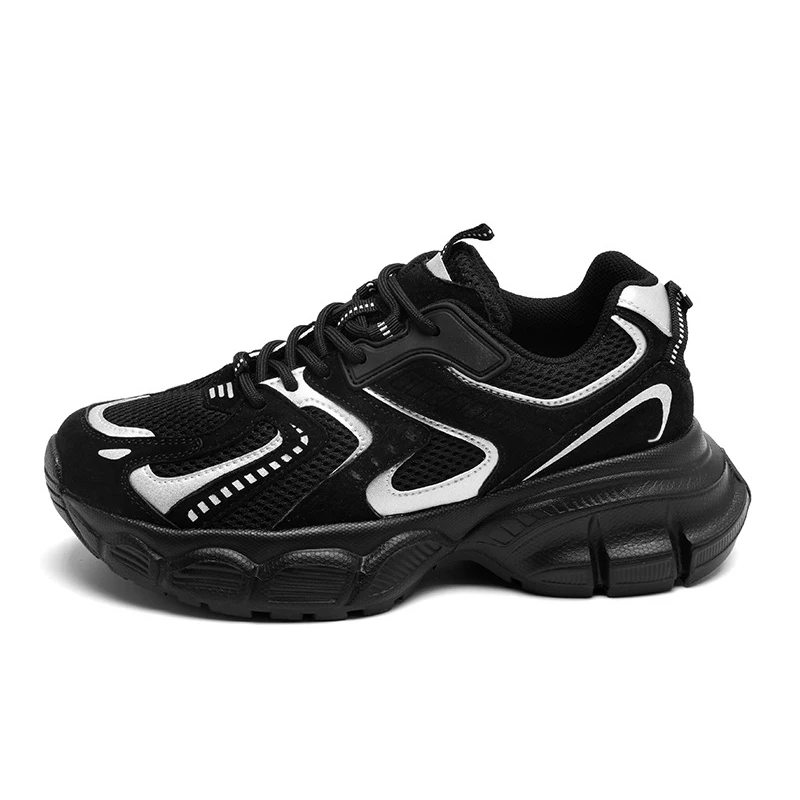 

Sanlitai Large Size Men's Shoes Dad Sneakers Extra Large Casual Footwear Rubber Sole Built-in Heightening Black Grey 45-50 Size