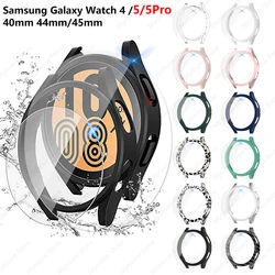 Cristal + funda para Samsung Galaxy Watch 4/5, carcasa protectora para Galaxy Watch 5 Pro de 45mm, 40mm, 44mm, PC mate