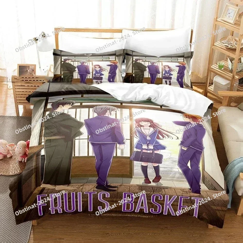 3D New Anime Fruits Basket Bedding Set Printed Bed Set With Pillowcase Bed Duvet Cover Soft Single Double Queen Super King Size