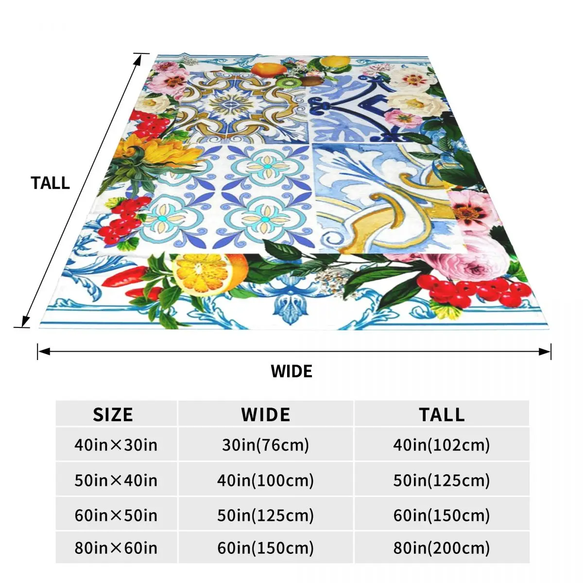 Сицилийская плитка, средиземноморская мозаика, искусственные лимоны, пледы для дивана, пледы, покрывало, одеяло