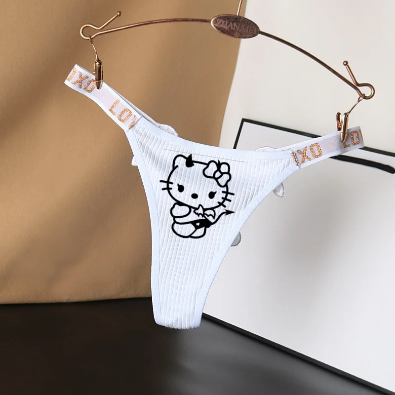 ハローキティ-女性用コットンTバック,セクシーな下着,ローウエスト,トライアングルショーツ,糸バンド,卸売アクセサリー,新品