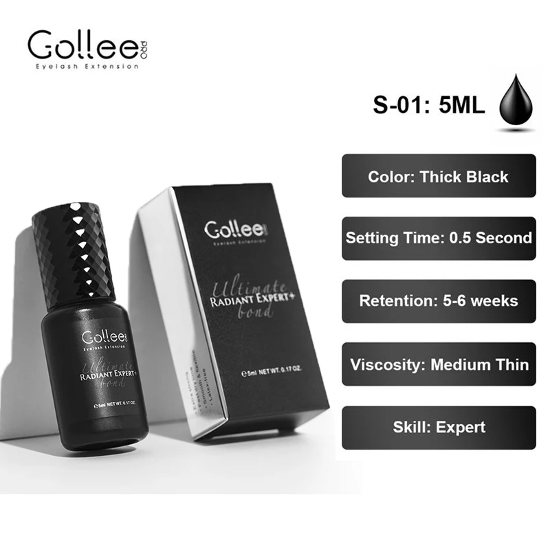 Gollee-extensiones de pestañas hipoalergénicas, 0.5s, secado rápido, precio al por mayor, 10 piezas