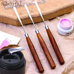 3/1pcs Stainless Steel Spatula Mixing Stick Nail Art Wooden Spatuler Rod Metal Stirring Pigment Makeup Mixer Manicure Tools