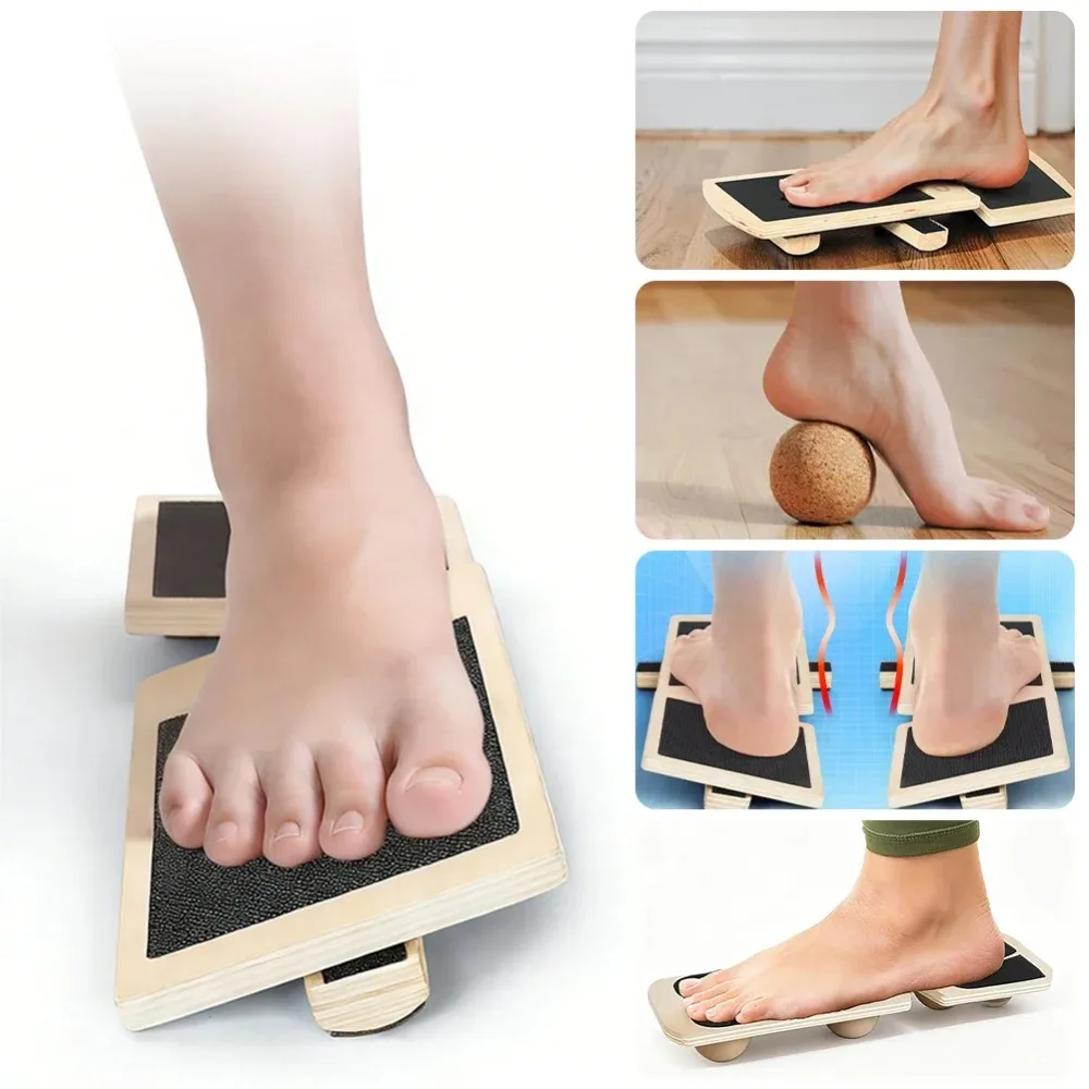 Einbein-Balance-Board: Holz-Wackelbrett zur Knöchelstärkung, rutschfest, für Physiotherapie und Haltungskorrektur bei Verstauchungen