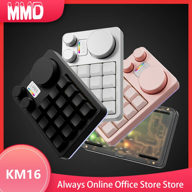 

Mmd Km16 Mini Mechanical Keyboard Wired With Knob Gasket Hot-Swap Aluminum Alloy Ergonomics Customized Accessories For Desktop