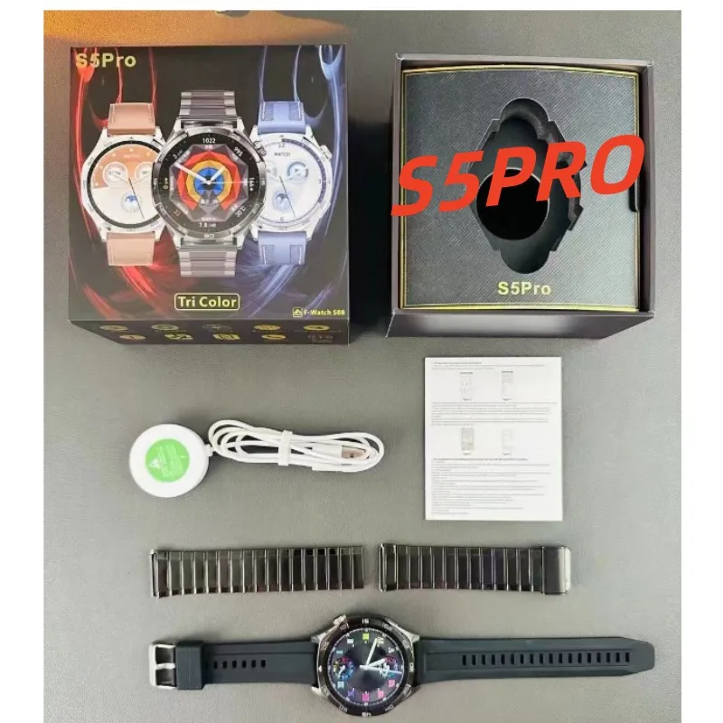 

Популярные умные часы S5Pro с функцией Bluetooth-звонков, напоминанием о сообщениях, круглым экраном высокой четкости, умные часы GT4MAX