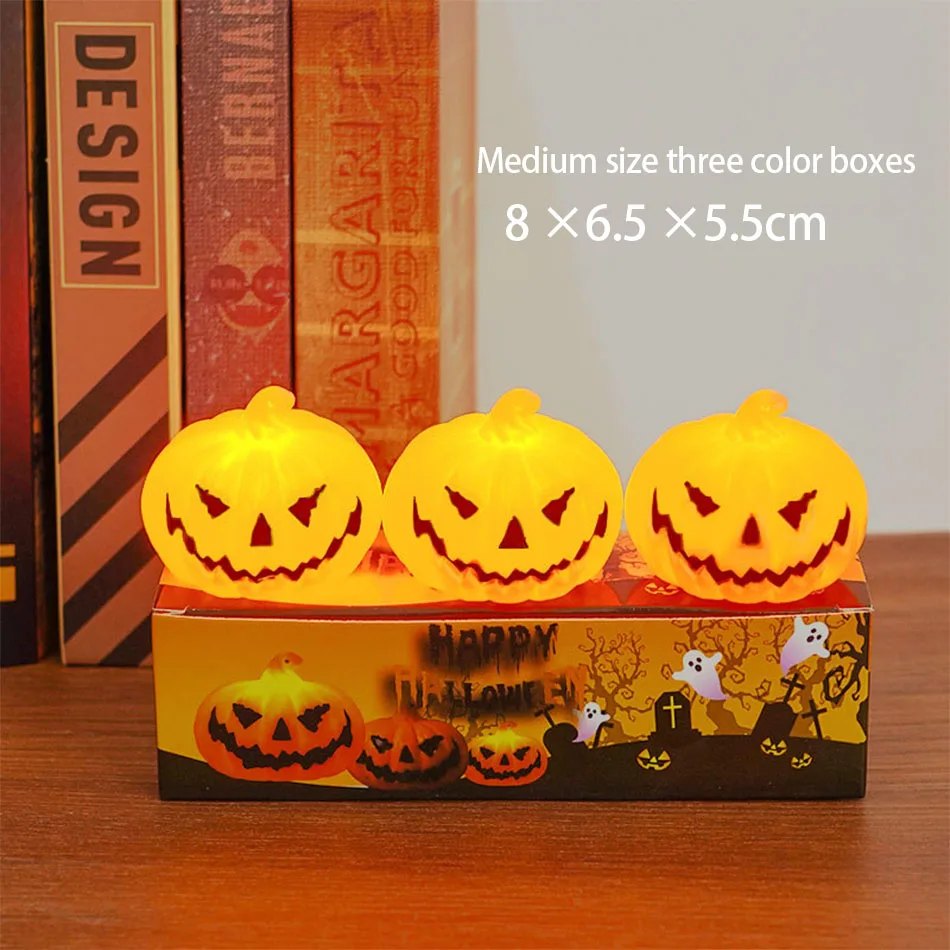 Hot 6PCS Halloween Pumpkin LED Electronic Candle Light Battery Powered Flameless Candles Home Decor Lamp Party Ornaments Props