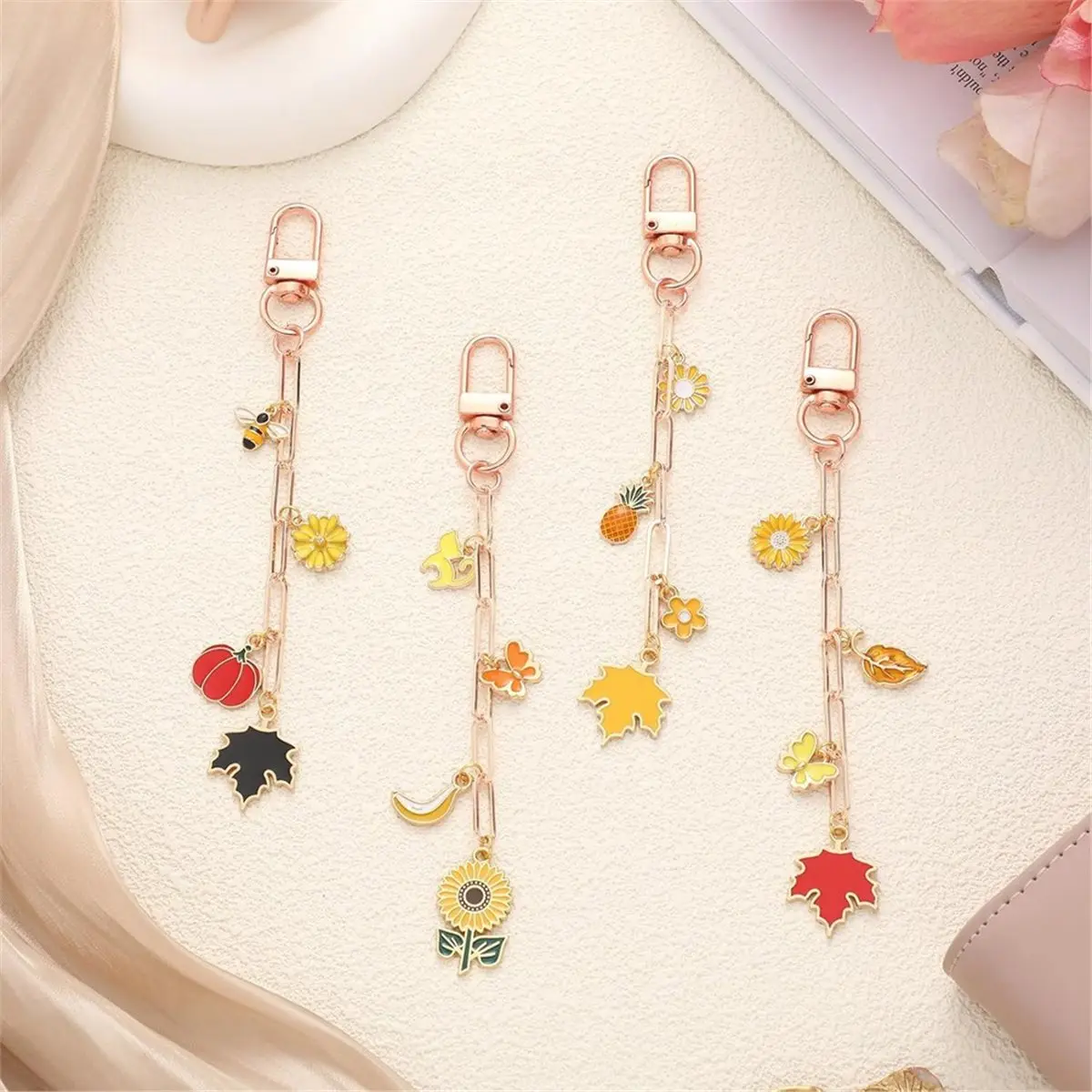 DT81 50 Keychain Making Kit,Key Ring Swivel Snap Hook Chains,Extender Keychain Bag Charm Kits for DIY Crafts Jewelry Making A