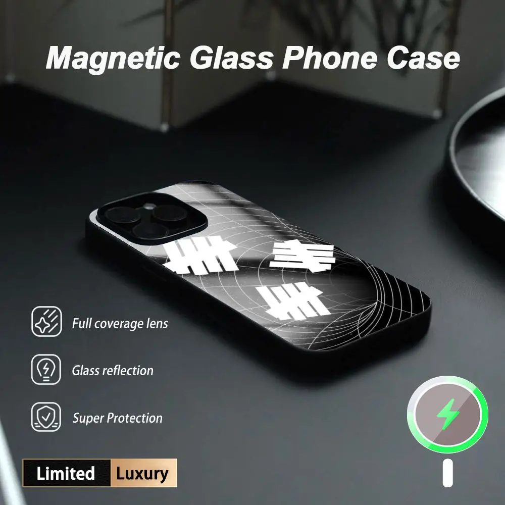 Fashion cool Undefeated logo hip-hop Phone Case For iPhone17 Air 16 e 15 14 13 12 11 Plus Mini Pro Max Glass Magnetic Case