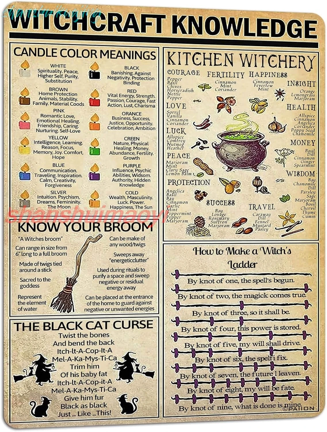 Affiche vintage PAIION sur la sorcellerie, panneau métallique amusant sur la science et l'éducation, décoration murale pour bar, club, cuisine, école.