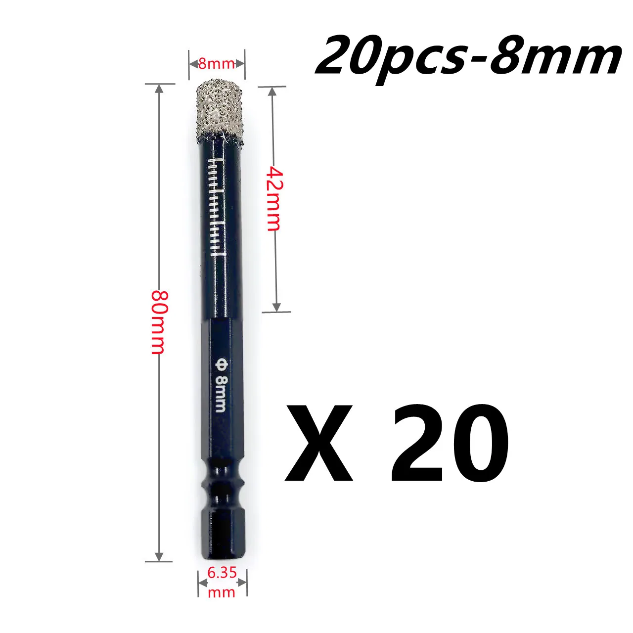 Hexagonal Shank Brazed Dry Ceramic Tile Drill Bit