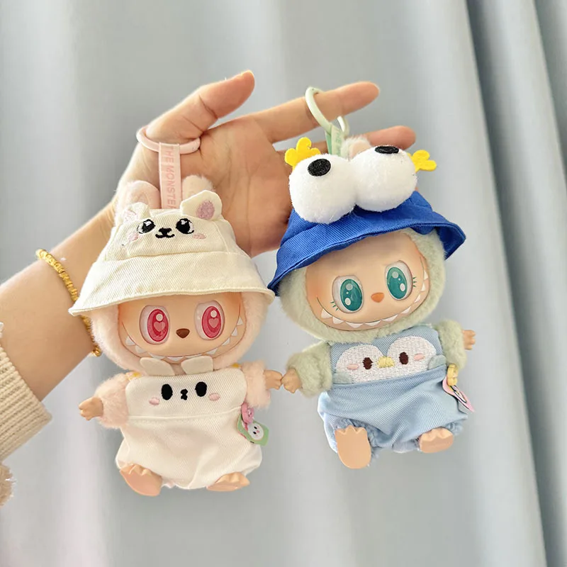 

17cm Labubu I II Idol Dolls Clothes Cute Hat Bib Pants Sets New Year Accessories for Korea Kpop Exo Clothing Winter Gifts