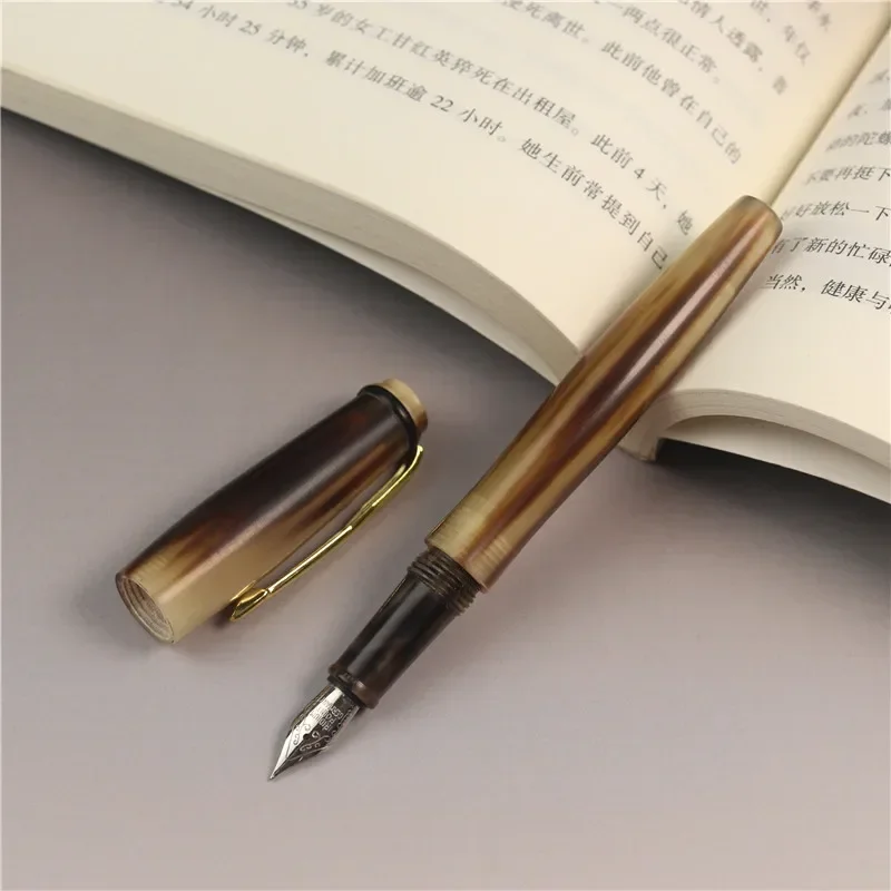 Hot HERO YLJ Exclusive Handmade Fountain Pen Natural Ox Horn Fine Nib 0.5mm Unique Gift Customization Office Collection Business