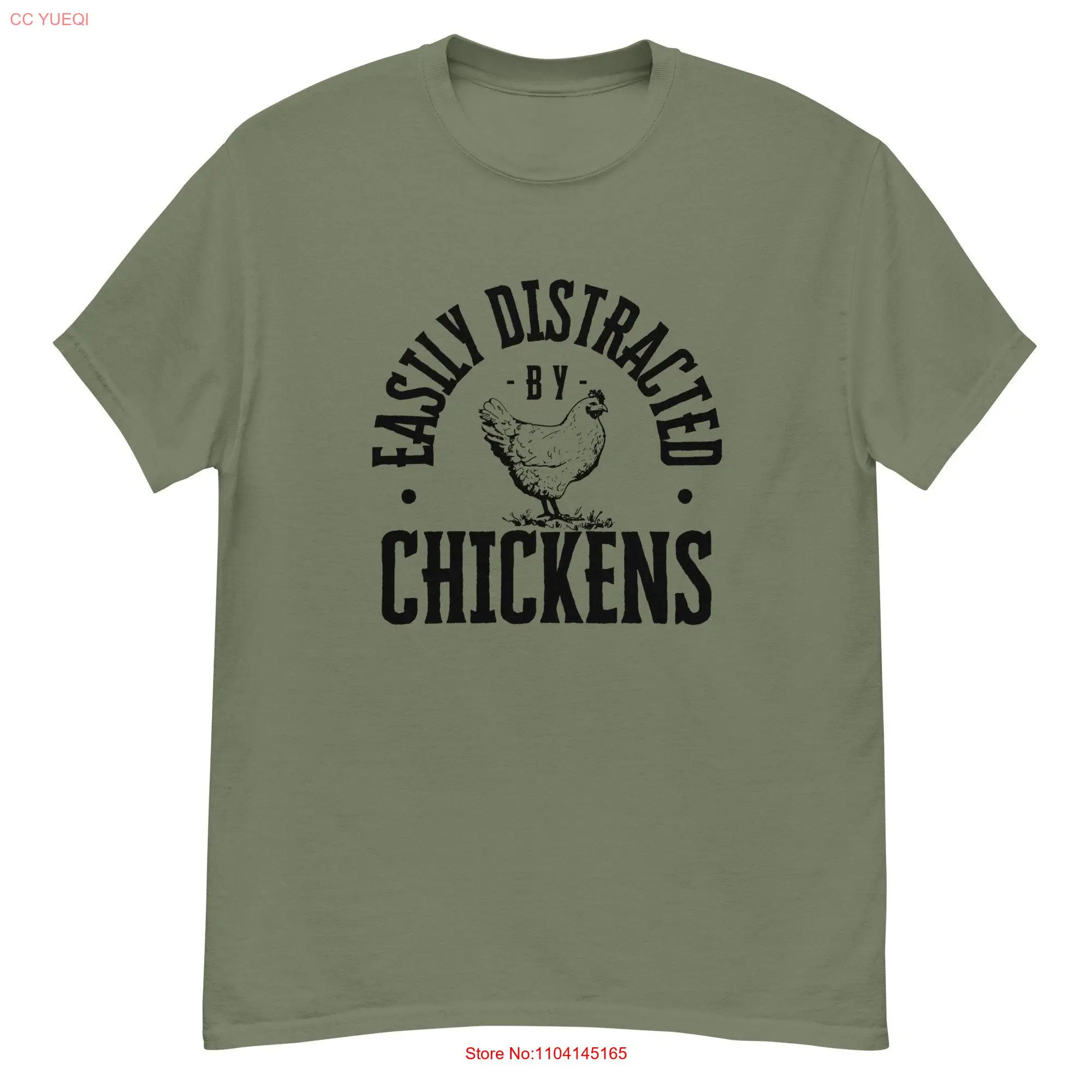 Easily Distracted by Chickens Fun T Shirt Farm His or Her classic tee long or short sleeves