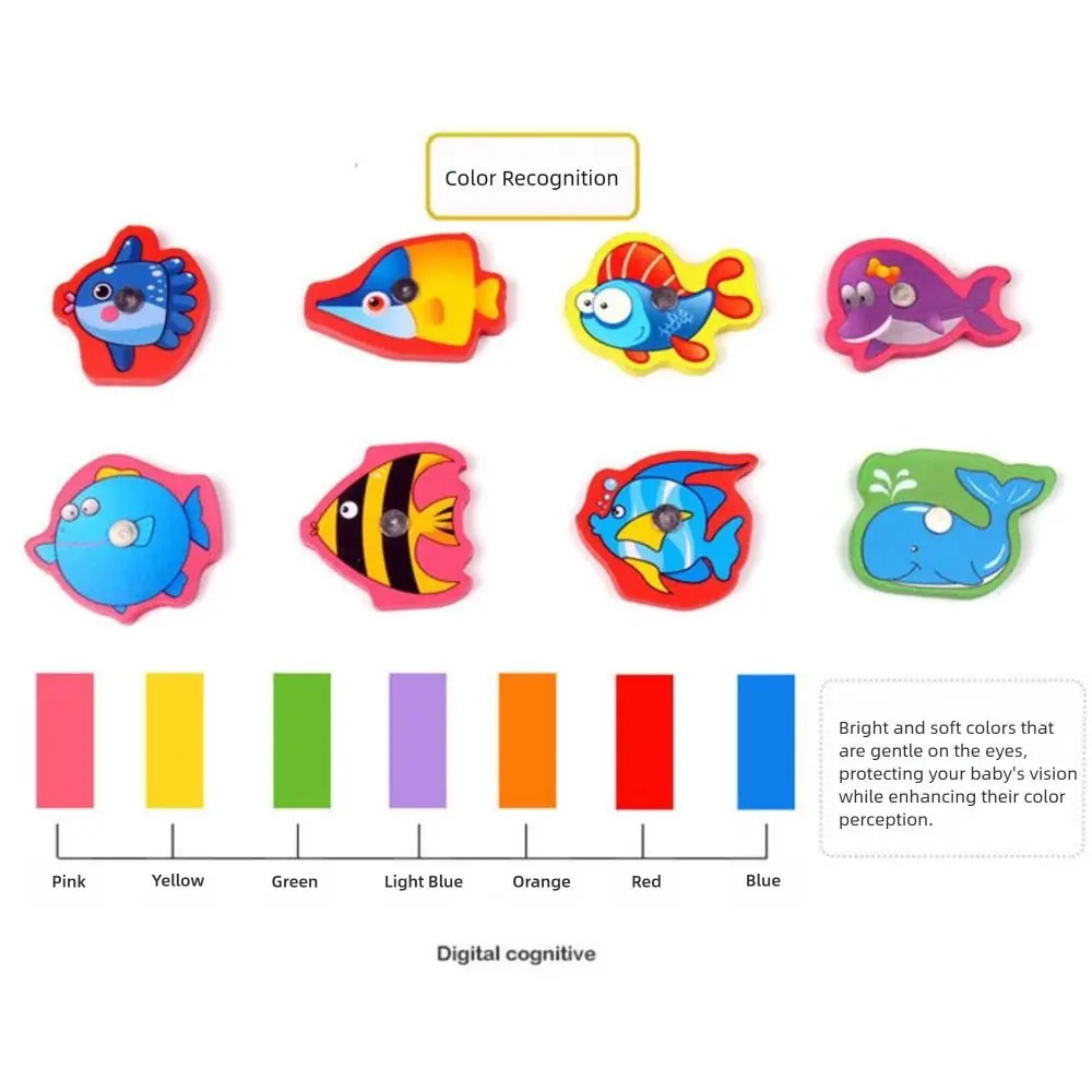 Multicolor Montessori Fishing Game Wood Metal Box Packaging Magnetic Fishing Toy Cartoon Fish Interactive Toy Educational Toy