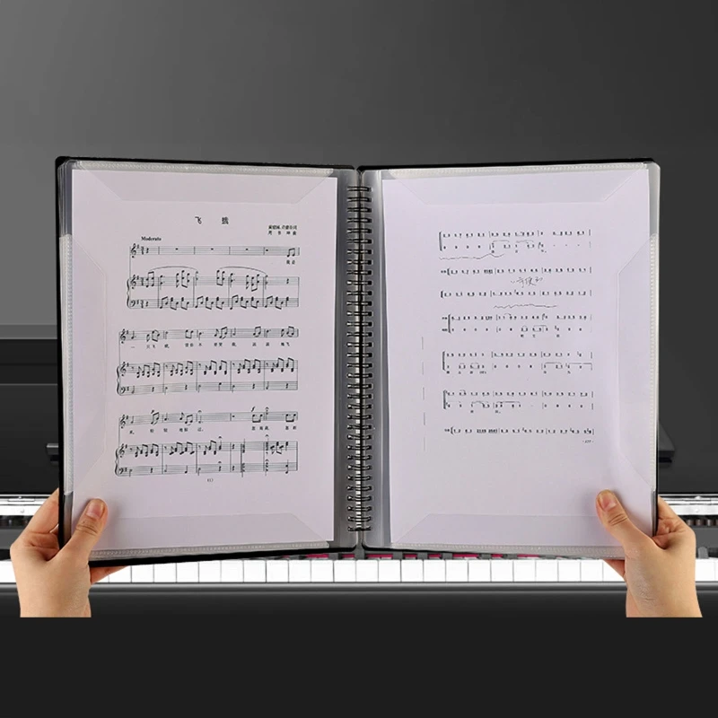 Classeur étanche à spirale pour partitions musique, 10x13 pouces, 20 pochettes Double face pour pianistes violonistes