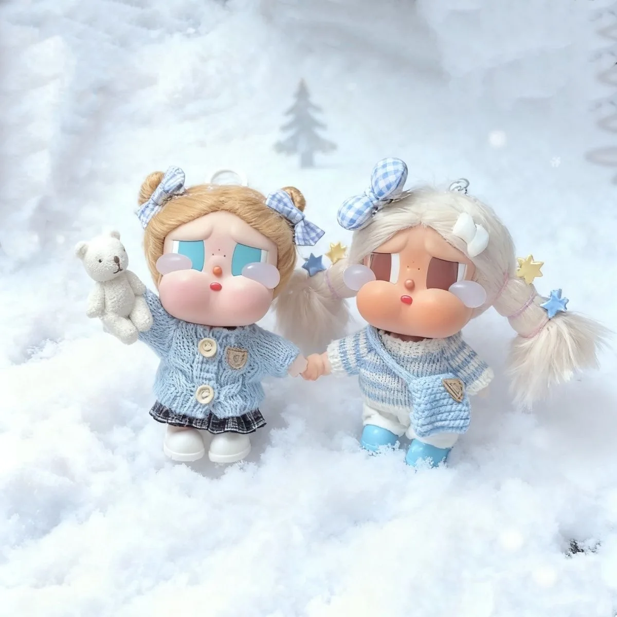 15cm CRYBABY Doll Clothes Knitted Sweater Dress Scarf Set Vacation Mode Accessories for Crying Doll